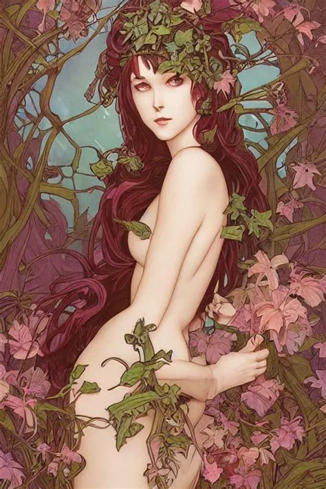 Art Nouveau Lilith Queen Of The Moon Lush Garden Stable Diffusion