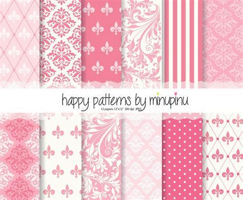 Damask Digital Paper Pink Damask Digital Paper Pack With Classical