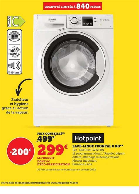 Promo Lave Linge Frontal 8 Kg Hotpoint Chez Hyper U ICatalogue Fr