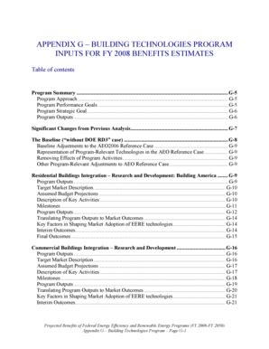 Fillable Online Www1 Eere Energy Projected Benefits Of Federal Energy