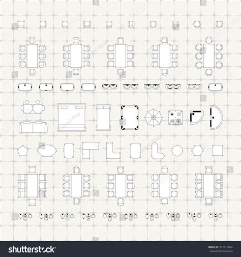 Tables Chairs Vector Illustration Interior Outline Stock Vector Royalty Free 337210604