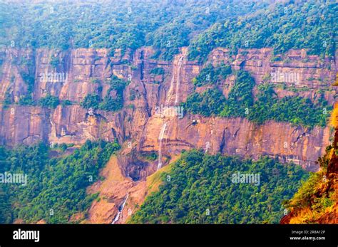 A view of the Kynrem Waterfalls in Cherrapunji / Sohra, Meghalaya ...