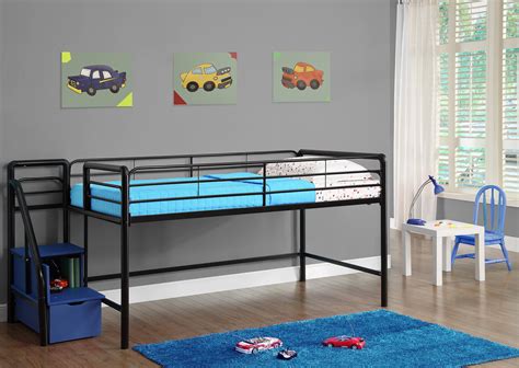 DHP Junior Twin Metal Loft Bed With Storage Steps Twin Size Multiple