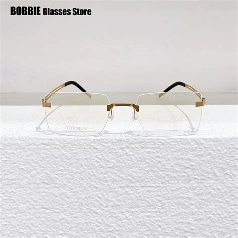 Denmark Brand Glasses Frame Rimless Men Business Screwless Square