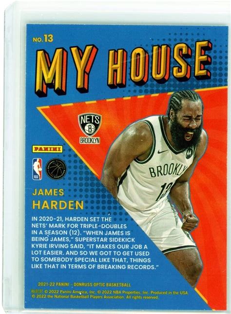 Panini Donruss Optic James Harden My House Brooklyn Nets Ebay