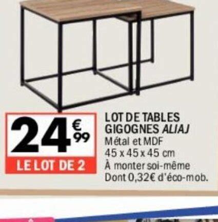 Promo Lot De Tables Gigognes Aliaj M Tal Et Mdf X X Cm Chez La