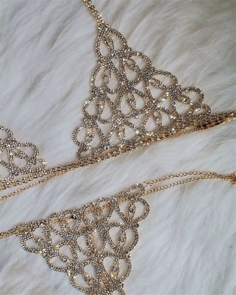 Rhinestone Crystal Bra Chain Set Luxurious Lingerie Lux Partywear Etsy