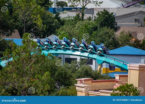 Terrific View Of People Enjoying Kraken Rollercoaster At Seaworld