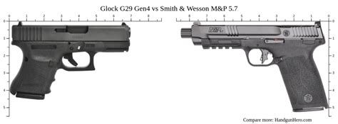 Glock G29 Gen4 Vs Smith Wesson M P 5 7 Size Comparison Handgun Hero