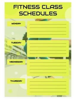 Free Bright Fitness Class Schedules Template In Google Docs