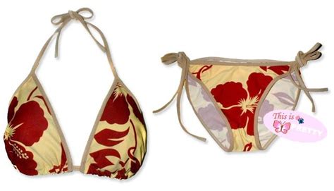 New Mocha Brown Tropical String Bikini Top Matching Tie Sides Bottom