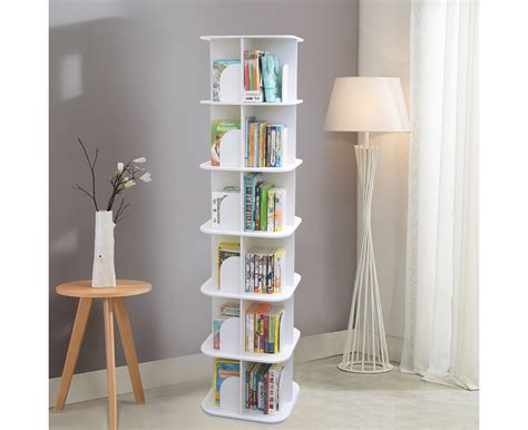 Versatile Square Wooden Rotating Swivel Bookshelf Bookcase Cabinet