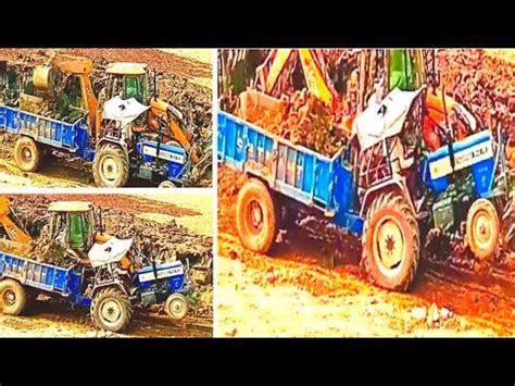 JCB 3DX Backhoes Lodar Machine Loading Mud In Swaraj 744 And Both