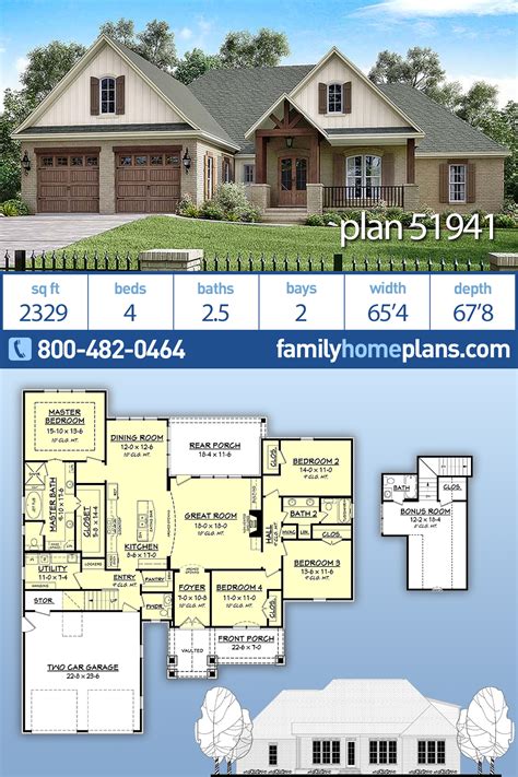 Plan 51941 | Beautiful 4 Bedroom Traditional Home Floor Plans