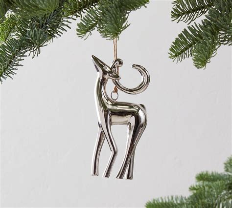 Silver Reindeer Ornament Pottery Barn