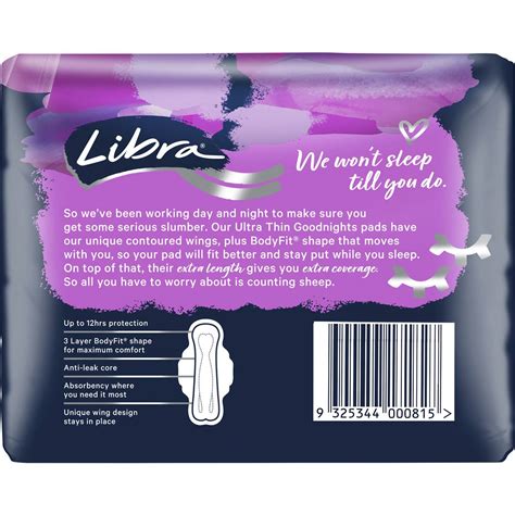 Libra Ultra Thins Sanitary Pads Goodnights With Wings 20 Pack Woolworths