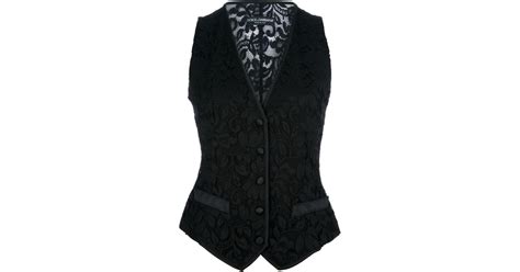 Lyst Dolce And Gabbana Floral Lace Waistcoat In Black