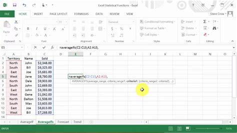 Excel AVERAGEIFS Function YouTube