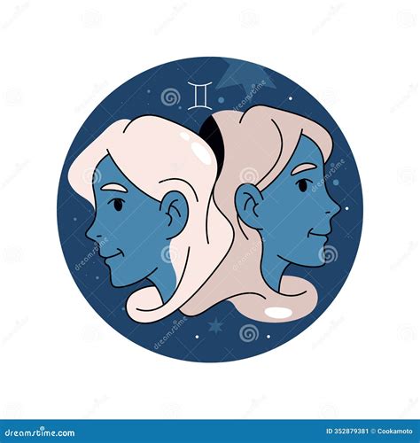 Vector Horoscope Gemini Sign. Space Zodiac Twins. Stock Illustration