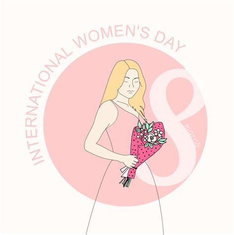 Premium Vector International Womens Day March 8 Girl With Flowers