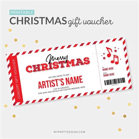 Christmas Concert Ticket Template My Party Design Printable T Christmas T Vouchers