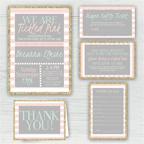 Tickled Pink Baby Shower Set Pink Baby Shower Invitations Tickled