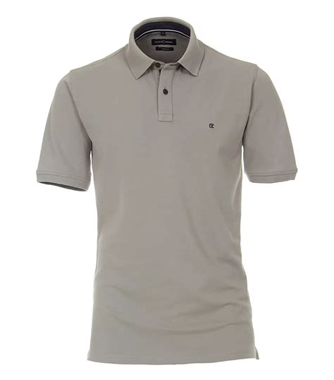 Casa Moda Grote Maat Poloshirt Uni Grijs Stretch