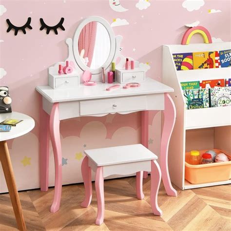 Table De Maquillage Pour Enfants Avec Miroir Princesse Coiffeuse Avec