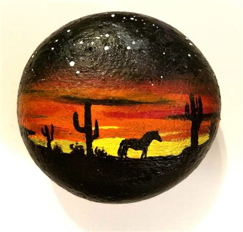 Painted Rock Southwest Silhouette Original By Mary Martin Martins