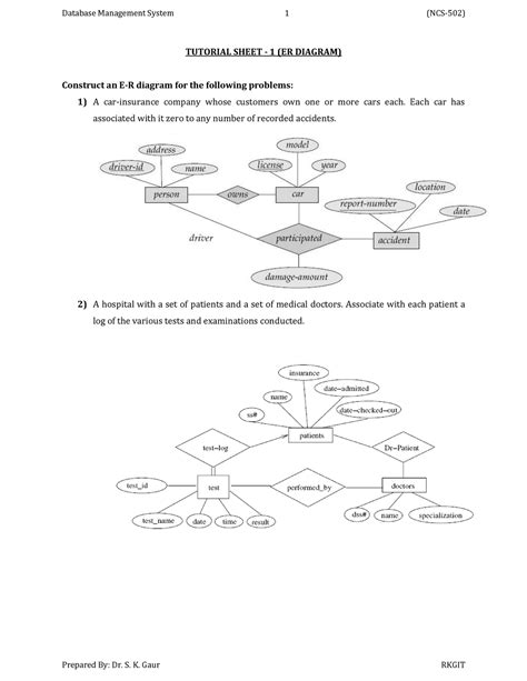 Tutorial Sheet Er Diagram Solution For Database Tutorial Sheet