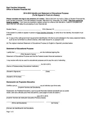 Fillable Online Ecu Identity And Statement Of Educational Purpose Form