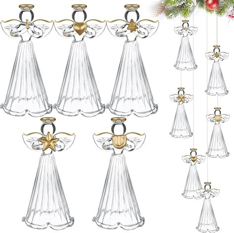 24 Pcs Christmas Glass Angel Ornaments Christmas Spun