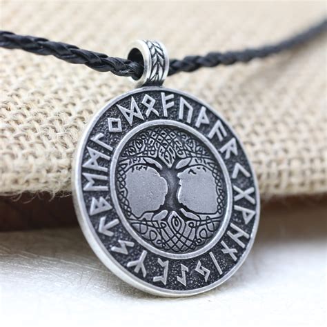 Nordic Vikings Tree of Life Runes Talisman Necklace