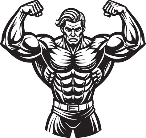 illustration of a bodybuilder man illustration black and white 46007523 ...