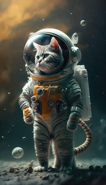 Premium AI Image | A cat in a space suit