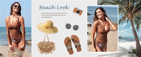 Amazon ZAFUL Women S Tankini Swimsuits Twist Front Tummy Control High Waisted Bikini Sets