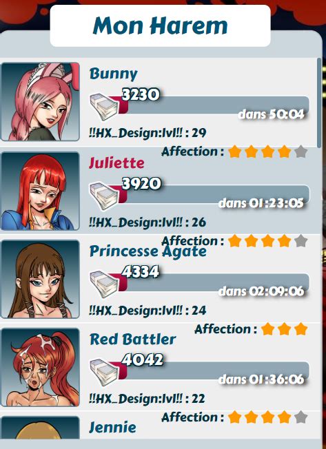 Bug problème d affichage des info dans le harem Retours Hentai Heroes