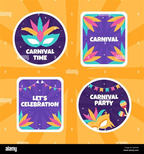 Happy Carnival Party Label Template Cartoon Background Vector