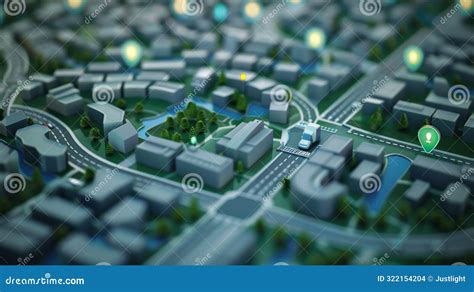 A Smart City Map Displaying Data Points for Available Parking Spots