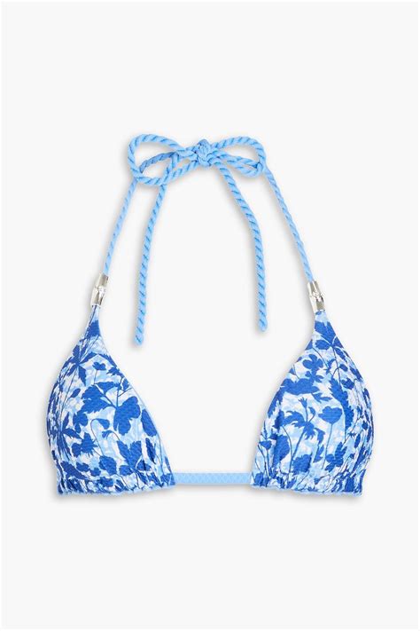 HEIDI KLEIN Tuscany floral print stretch piqué triangle bikini top THE OUTNET
