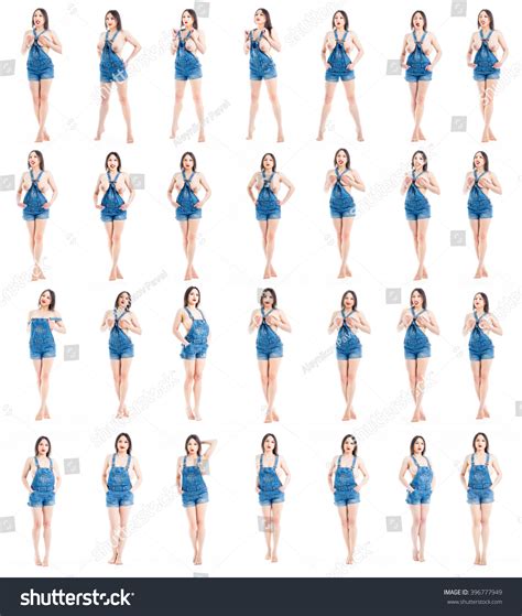 Naked Woman Jeans Overalls Foto De Stock Shutterstock