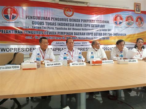 Pengukuhan Pengurus DPN Getar 08 Gugus Tugas Indonesia Raya Oleh Letjen