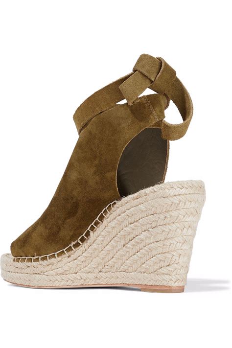 Loeffler Randall Suede Espadrille Wedge Sandals Army Green Lyst