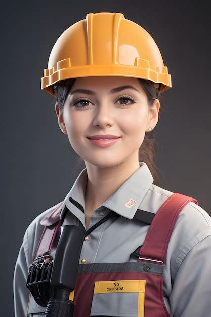 Premium AI Image | female engineer wearing uniform and safety helmet