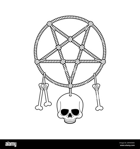 Nightmare dream catcher. Pentagram, skull and circle. Symbol of ...