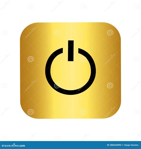 Power Button Isolated with Golden Color Stock Illustration ...