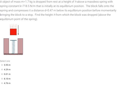 Solved A object of mass m=1.7 kg is dropped from rest at a | Chegg.com