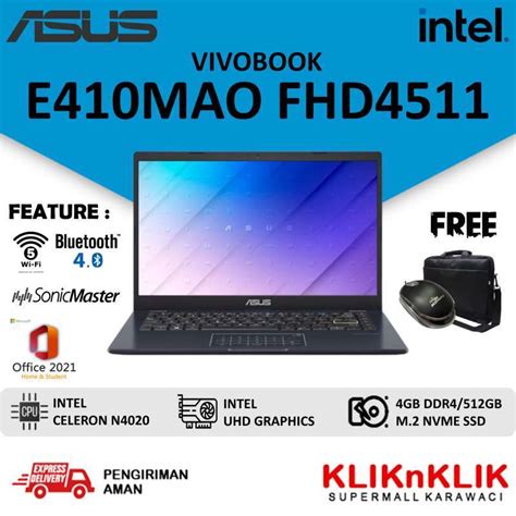 Jual Laptop Asus Vivobook E Mao Fhd Intel Celeron N Gb Gb