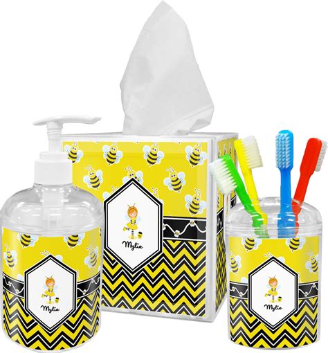 Buzzing Bee Acrylic Bathroom Accessories Set w/ Name or Text