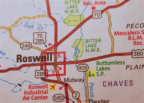 Map Image of Roswell, New Mexico Stock Image - Image of landmark ...